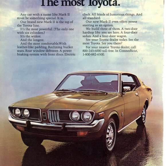 Vintage 1972 Print Ad for AMC Javelin AMX and Toyota Mark II PA709 - Picture 2 of 2